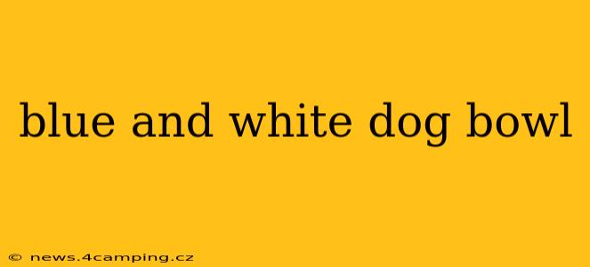 blue and white dog bowl