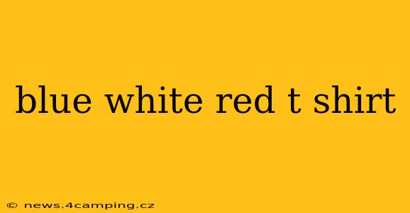 blue white red t shirt