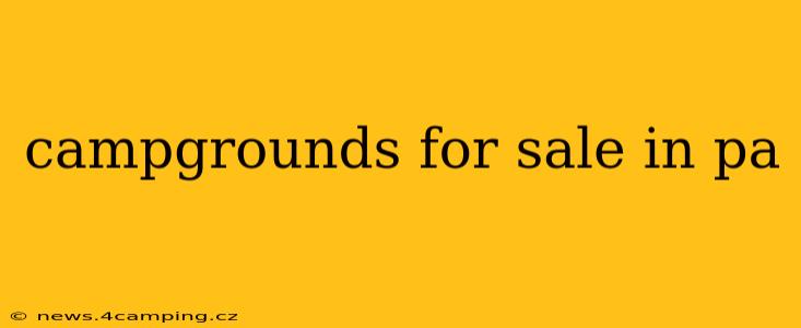 campgrounds for sale in pa