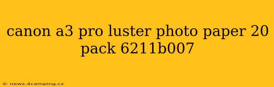 canon a3 pro luster photo paper 20 pack 6211b007