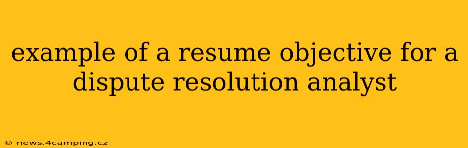 example of a resume objective for a dispute resolution analyst
