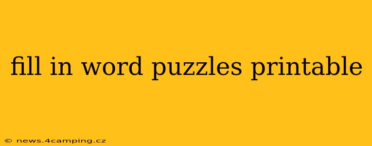 fill in word puzzles printable