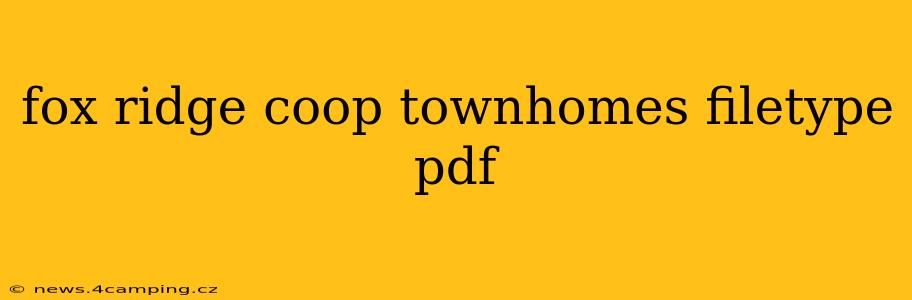 fox ridge coop townhomes filetype pdf