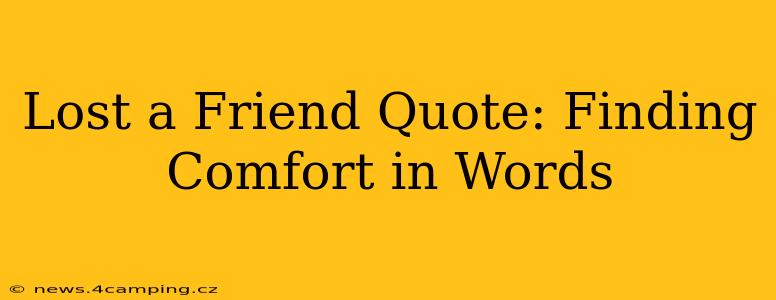 Lost a Friend Quote: Finding Comfort in Words
