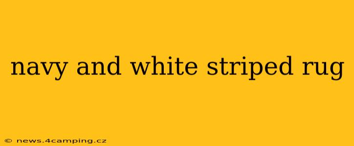 navy and white striped rug