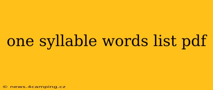 one syllable words list pdf