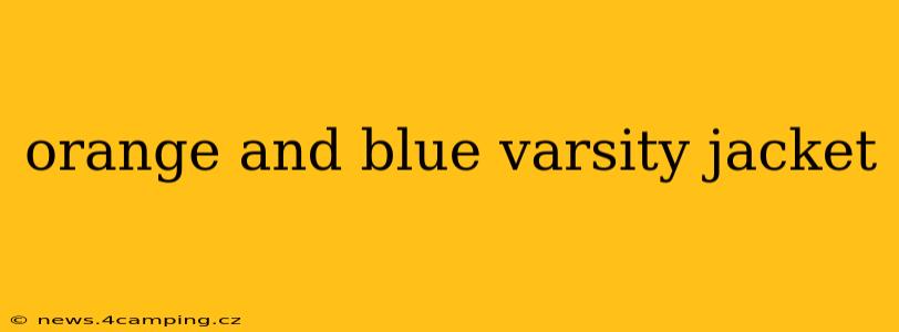 orange and blue varsity jacket