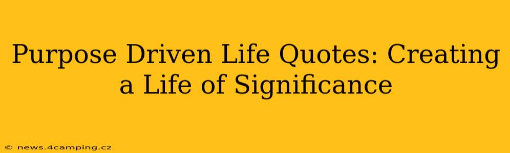 Purpose Driven Life Quotes: Creating a Life of Significance