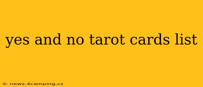 yes and no tarot cards list